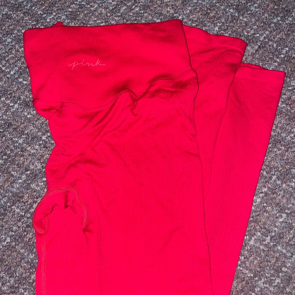 Pink red high waisted leggings